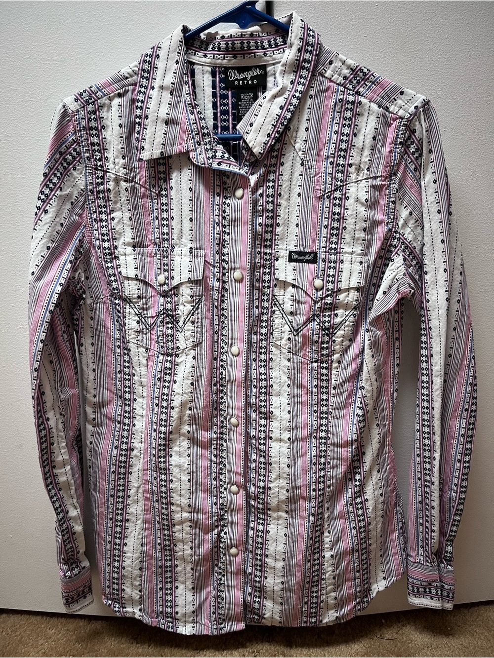 Wrangler Retro Pink Stripe Western Button-Down Shirt